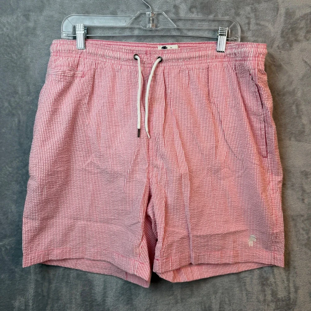 Trunks Surf & Swim Co Swim Trunks Mens Seersucker XXL Pink Striped Preppy